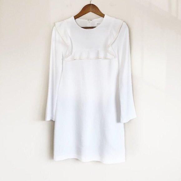 A.l.c. White Long Sleeve Ruffle Detail Dress - Picture 3 of 7